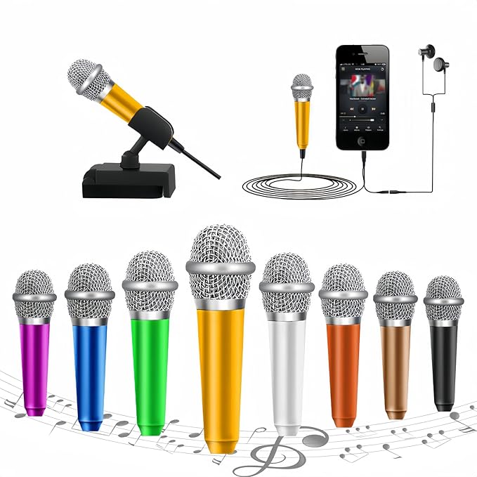 Mini Microphone for Voice Recording, Chatting and Singing on iPhone, Android, PC (Gold)