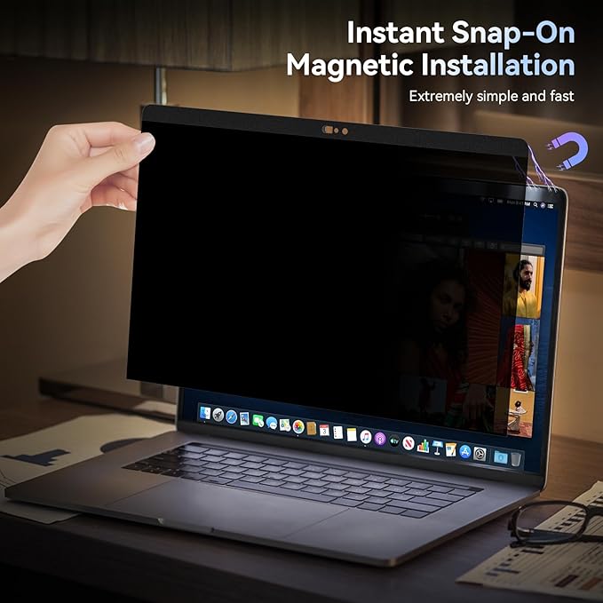 Magnetic Privacy Screen Protector Compatible with MacBook Pro 13 Inch(2016-2022, M1, M2)/MacBook Air 13 in (2018-2021, M1), Removable Anti Spy Blue Light Glare Shield Laptop Privacy Filter