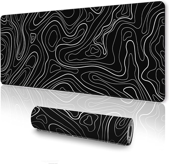 Topographic Mouse Pad Large, Gaming Mouse Pad, XXL Mousepad, Keyboard and Mouse Pad, Desk Mat, 35.3 x 15.7 in, Minimalist Contour for Office