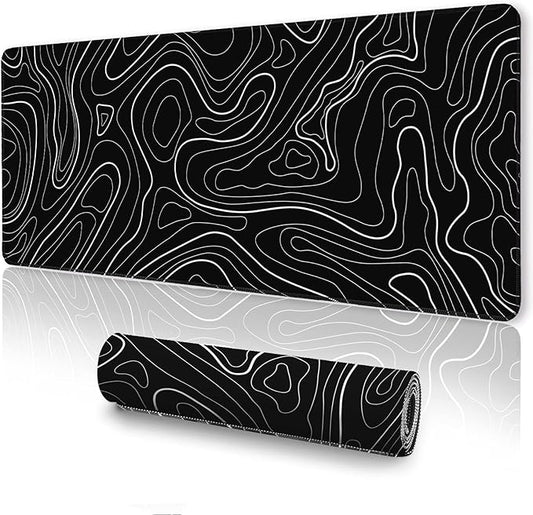 Topographic Mouse Pad Large, Gaming Mouse Pad, XXL Mousepad, Keyboard and Mouse Pad, Desk Mat, 35.3 x 15.7 in, Minimalist Contour for Office