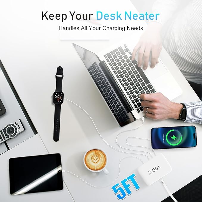 USB C Fast Charger Block, 100W GaN 6 Port PD USB C Wall Charging Station Hub, Type C Power Adapter Plug Cube Brick Box for Apple iPhone 17 16 15 14 13 12 Pro Max,iPad, MacBook Pro/Air/, Samsung Galaxy