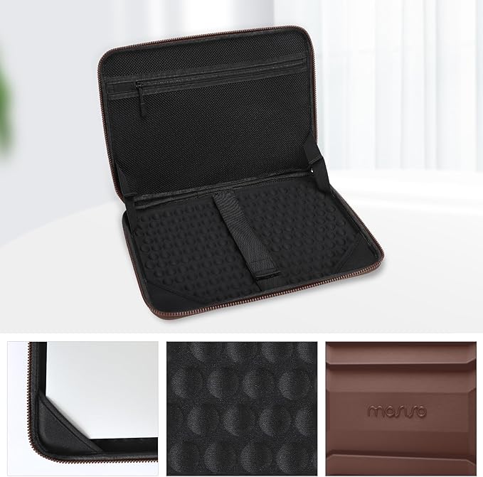 MOSISO 13-14 inch Laptop Hard Case, 13.3 inch Waterproof Shockproof Computer Bag Compatible with MacBook HP Dell, Symmetrical Trapezoid EVA Carrying Laptop Sleeve Hard Shell with Handle, Brown