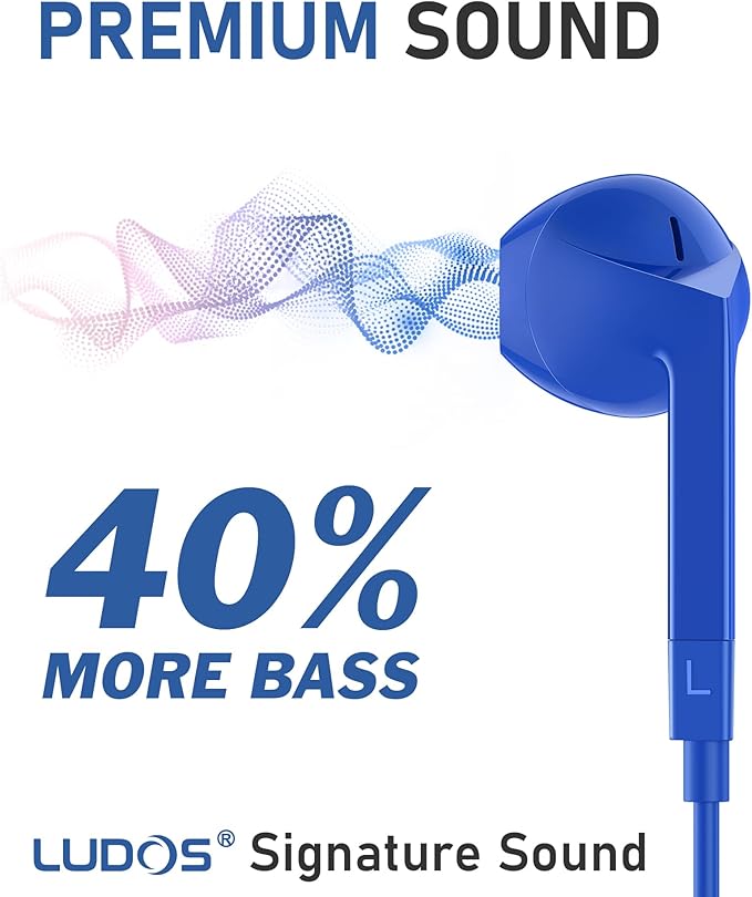 LUDOS FEROX USB C Headphones for iPhone 17 16 15 Pro Max Plus Air iPad Pro, 5 Years Warranty, USB-C Earbuds for Samsung Galaxy S24 S23 Ultra S22 S21 FE S20 Z Flip 3 Fold 4 A53, USB Type C Earphones