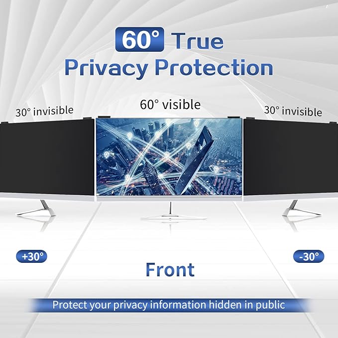 Computer Privacy Screen Filter 21.5 Inch, 9H Hardness Hanging Computer Screen Privacy Shield Compatible with 16:9 Widescreen Monitor, Eye Protection and Blue Light Blocks