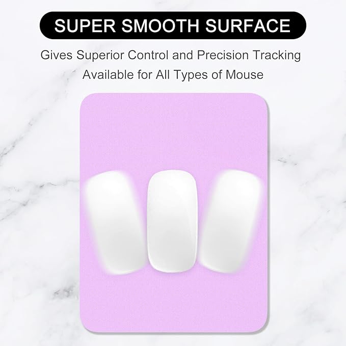 Hsurbtra Mouse Pad, Premium-Textured Square Mousepad 7 x 9 Inch, Thick 3 mm Anti-Slip Waterproof Rubber Pretty Cute Computer Mat for Office Gaming Laptop Women Kids Vanilla Purple