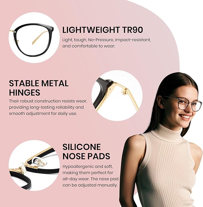 Cyxus Blue Light Glasses for Woman, Stylish Cat Eye Blue Light Blocking Computer Glasses for Working, Laptop and Screen Use