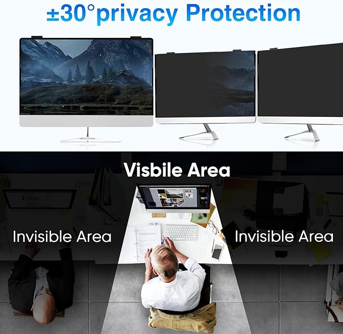 Magnetic 27 Inch Computer Privacy Screen, Removable Hanging Shield for Frameless Monitor 16:9 Widescreen, Anti Blue Light Filter, Anti-Glare Protector