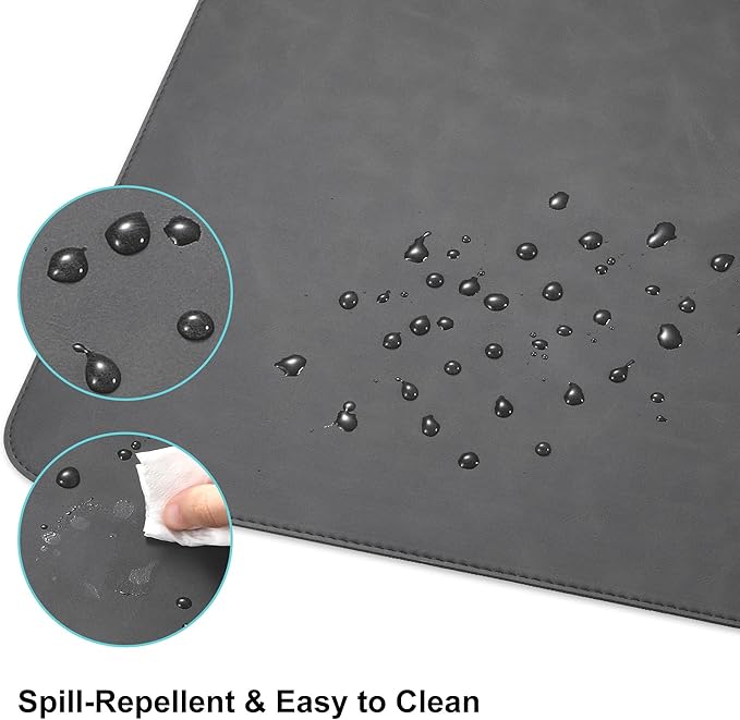 Leather Desk Pad Protector, Office Desk Mat, Large Laptop Mouse Pad, PU Non-Slip Desk Blotter, Waterproof Writing Pad, Computer Keyboard Mat for Desktop 39.4 x 17 inch (Black)