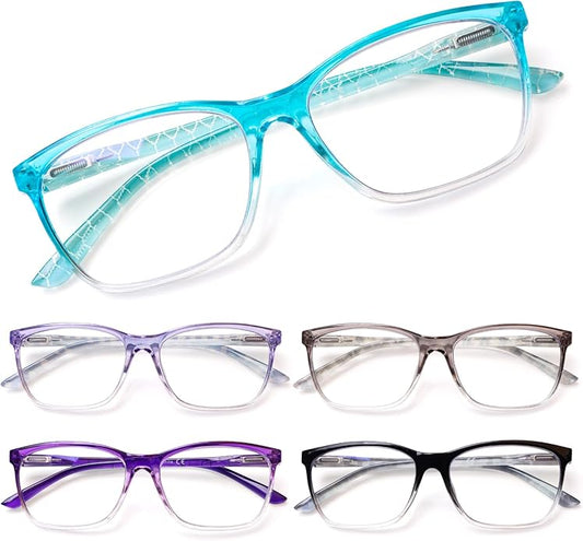 SIGVAN Ladies Reading Glasses Blue Light Blocking Spring Hinge Fashion Pattern Print Eyeglasses for Women