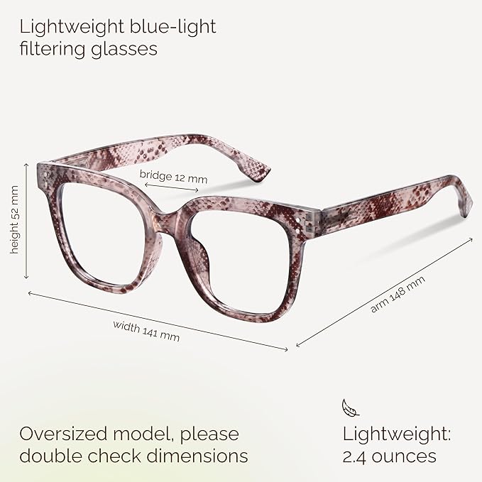 miyya Blue Light Glasses for Women & Men – Oversized UV & Blue Light Blocker Chunky Frames, Stylish Eyewear Accessories