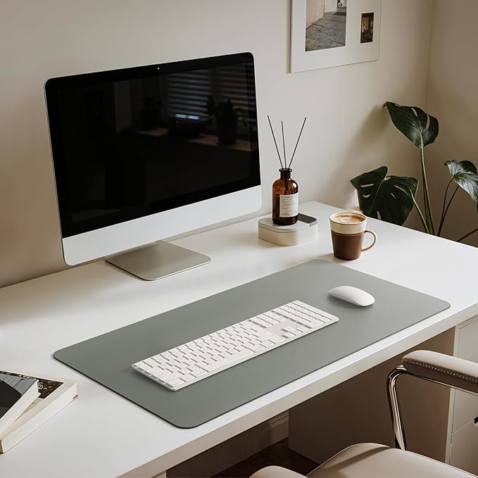 Jotsome Leather Desk Pad Mat, Non-Slip Desk Blotter Pad - Desk Protector for Office, Home, Laptop, and Desktop (Sage, 34" x 17")