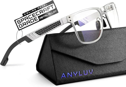 ANYLUV Blue Light Blocking Glasses Men Computer Gaming Glasses Lightweight Al-Mg Metal Anti Eyestrain Eye Protection