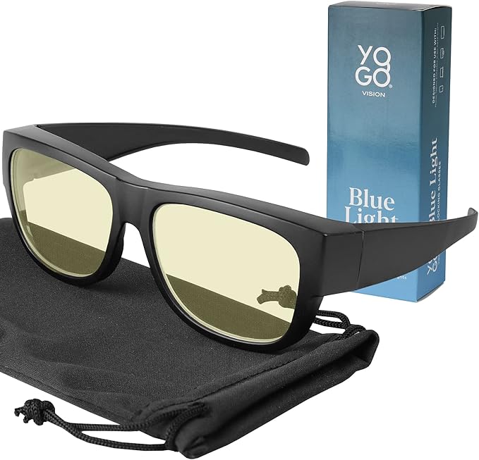 Yogo Vision Fit Over Blue Light Blocking Glasses and Computer Eyewear Wear Over Your Eyeglasses and Readers