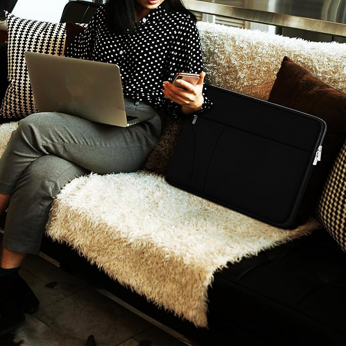 Laptop Case 14 inch, Slim Traveling Laptop Sleeve Cover with Zippered Pocket, Shockproof Protective Carrying Briefcase Computer Bag for 14" MacBook Air/Pro, HP, Dell, Lenovo, Acer, Black