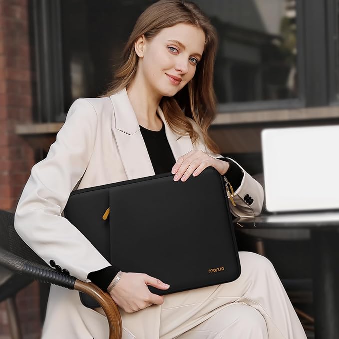 MOSISO 13.3 inch Laptop Case, 13-13.3 inch Laptop Sleeve Compatible with MacBook Air 13 13.6/Pro 13/Pro 14 M5 M4 M3 M2 M1, HP Dell ASUS Lenovo, Neoprene Carrying Computer Bag with Bevel Pocket, Black