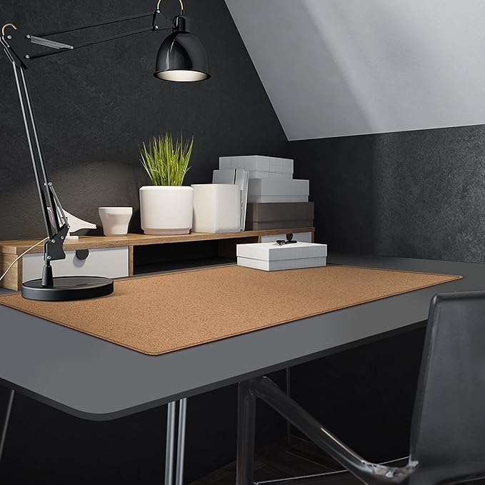 MAIDERN 40" x 16" Cork & Leather Desk Pad, Large XXL Mat, Full Mouse Pad, Reversible Protector for Gaming Home Office (Brown)