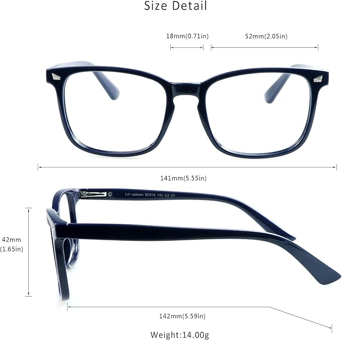 LifeArt 2 Pairs Blue Light Blocking Glasses with Spring Hinge, Computer Reading Glasses, Gaming Glasses, TV Glasses for Women Men (Navy&Clear, +2.75 Magnification)