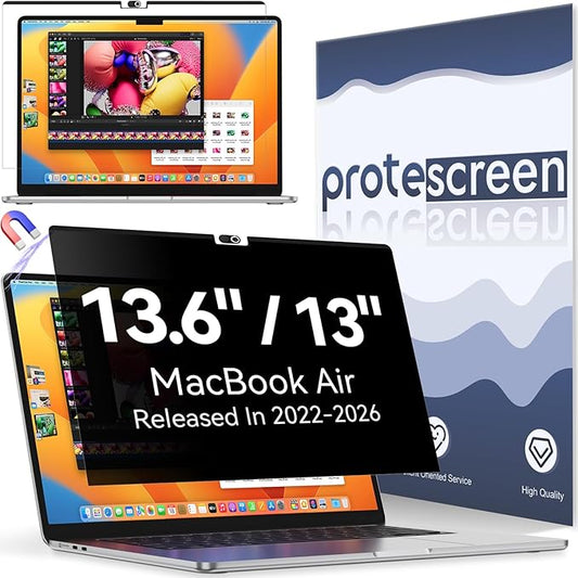 Magnetic Privacy Screen Protector Compatible with MacBook Air 13.6/13 Inch (2022-2026, M2, M3, M4, M5), Removable Anti Spy Blue Light Glare Shield Film Laptop Privacy Filter for Apple Mac 13.6In Computer