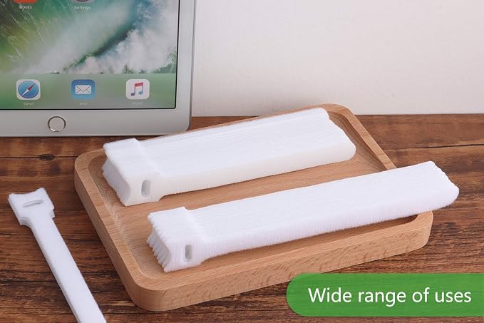 Pasow 60pcs Fastening Microfiber Cloth Cable Ties Wire Management (6/7/8 Inch, White) - Image 8