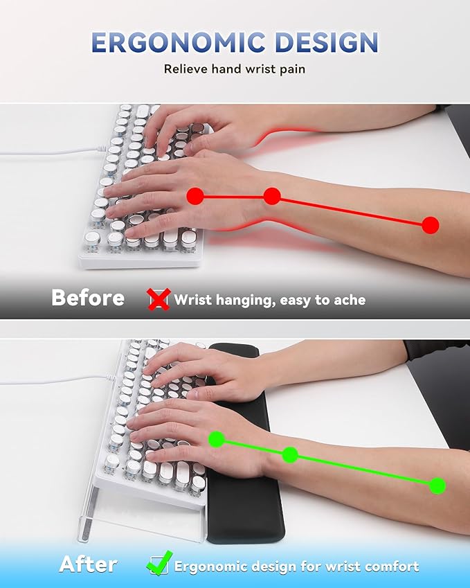 Laborio Computer Keyboard Wrist Rest Stand for Desktop, Keyboard Holder for Easy Typing with Wrist Pad for Office Desk, Home, School (Clear)