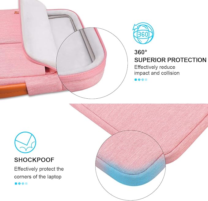 Lacdo 360° Protective Laptop Sleeve Case for 13 inch MacBook Air M5 A3449 (2026), M4 A3240 2025, M3 A3113 A2681 A2337 | 13" MacBook Neo A18 Pro A3404 (2026) | iPad Air/Pro 13 M5 Computer Bag, Peach