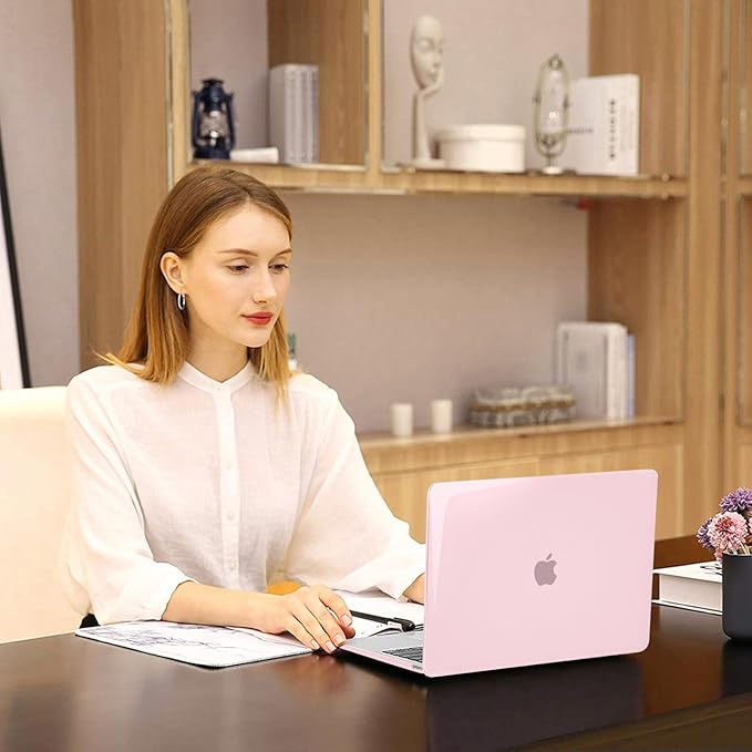 MOSISO Compatible with MacBook Air 13 inch Case M1 Chip 2021-2018 Release A2337 A2179 A1932, Plastic Hard Shell&Keyboard Cover&Screen Film&Storage Bag for MacBook Air 13.3 inch Case, Rose Pink