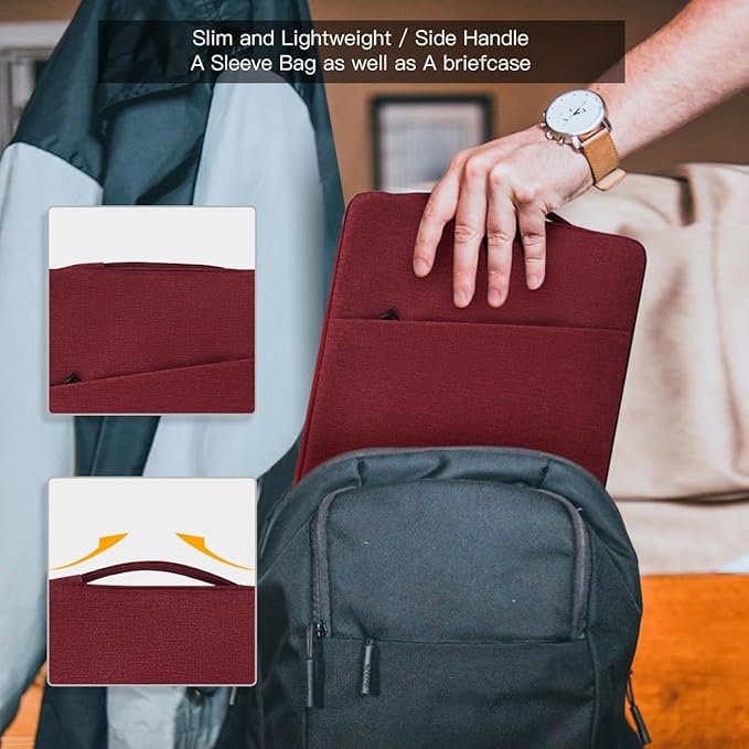 17-17.3 inch Laptop Sleeve Case for HP Pavilion 17/ Envy 17/ Dell Inspiron/Lenovo IdeaPad ThinkPad/LG Gram/MSI/ASUS ACR Notebook/Razer Blade Pro 17 Computer Bag, Wine Red