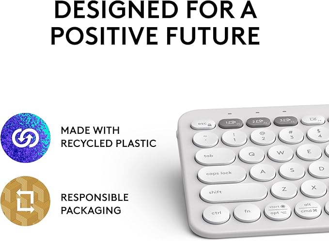 Logitech Pebble Keys 2 K380s, Multi-Device Bluetooth Wireless Keyboard with Customizable Shortcuts, Slim and Portable, Easy-Switch for Windows, macOS, iPadOS, Android, Chrome OS - Tonal White