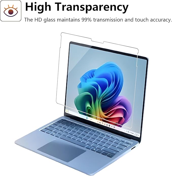 Megoo Screen Protector for Microsoft Surface Pro 11/10 (2024) - Also Fits Surface Pro 9, Pro 8, and Pro X (13 inch) - Tempered Glass/High Sensitivity/Support Surface Pen/Smooth Touch, 2 Pack