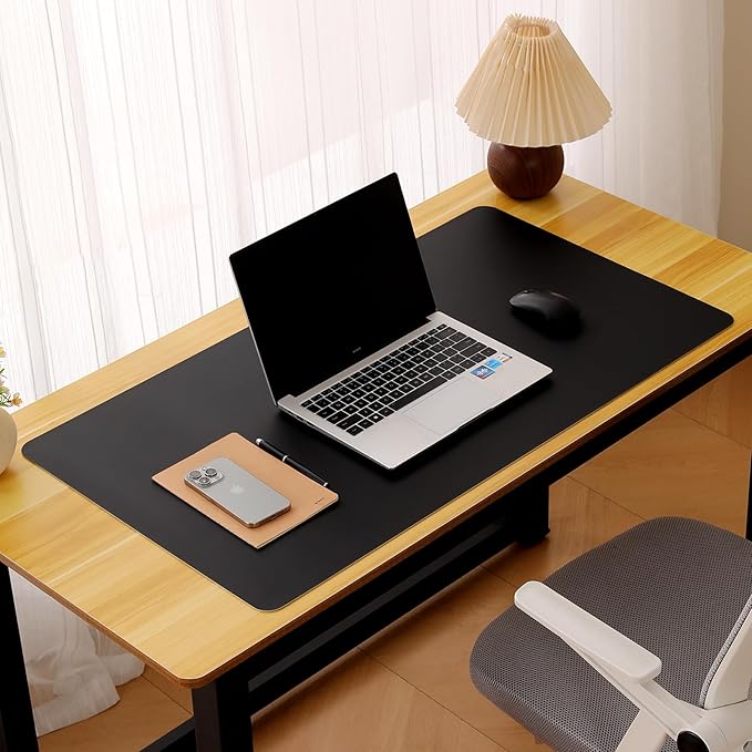 Non-Slip Desk Pad,Desk mat,Waterproof PU Leather Desk Pad,Laptop Desk Writing Pad for Office and Home (Black, 23.6" x 13.7")