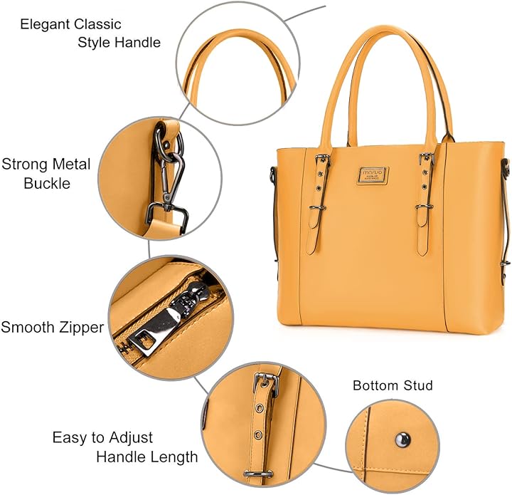MOSISO Laptop Bag for Women, Waterproof Vintage PU Leather Briefcase Shoulder Computer Laptop Tote Bag for Office Work