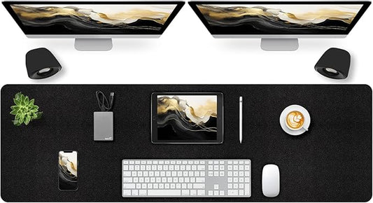 Large Desk Pad Mat, Long Mouse Pads for Desks Non-Slip, Black Leather Desk Mat, Waterproof Computer Mat Desktop Protector for Office/Study/Home/Decor (47.2" x 16.9")
