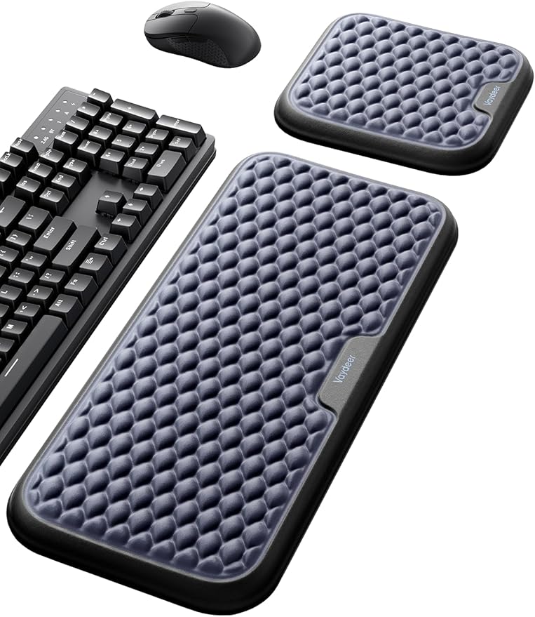 Vaydeer Extra Large Wrist Rest Set for Keyboard and Mouse, Computer Ergonomic Wrist Support, Armrest Elbow Pad Mouse Rest, Typing Pain Relief Soft Memory Foam Desk Cushion for Office Work Gaming