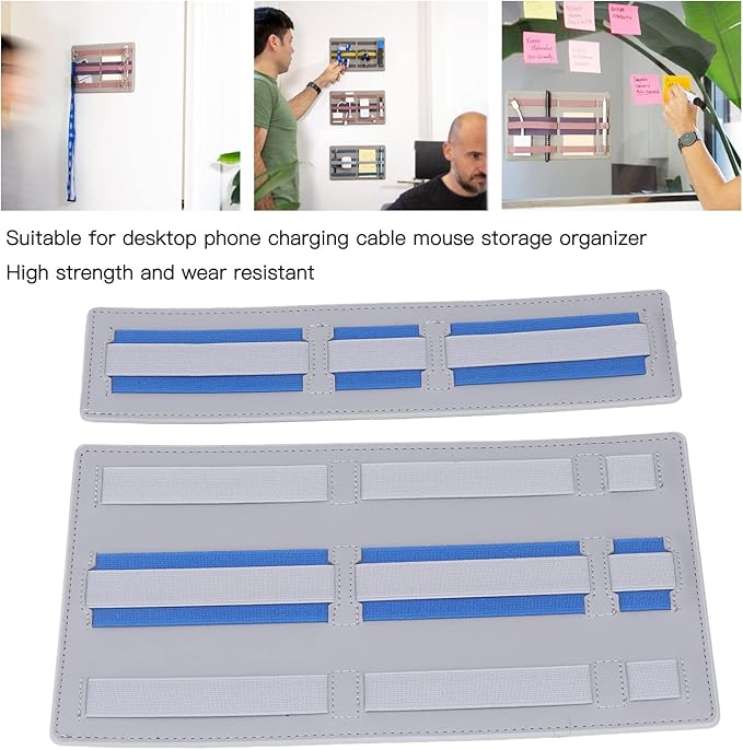 Portable Electronic Organizer Foldable Adhesive Tech Storage for Laptop Notebook Cable Wireless Plywood PU Leather 26x16cm 26x7cm (Gray)