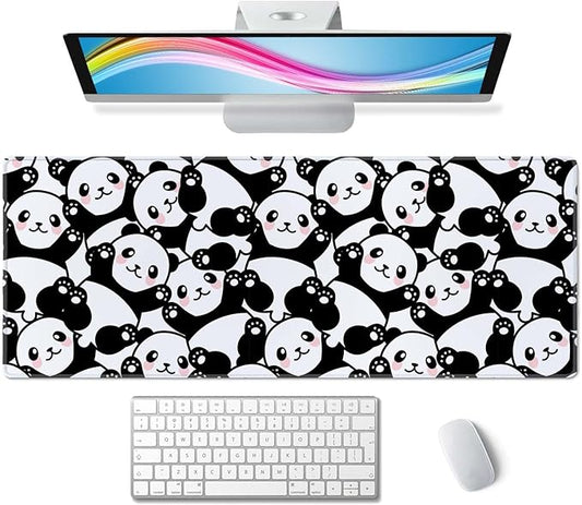Cute Baby Panda Large Gaming Mouse Pad,Mouse Pad Gaming 31.5 x 11.8 in Mouse Mat Desk Pad,Large Desk Mat,Extended Keyboard Mousepad with Non-Slip Base and Stitched Edge for Desk Home Office
