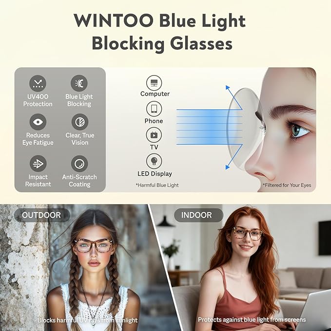 Blue Light Glasses for Woman Men | 99% Blue Light Blocking Glasses | Computer Glassess | Gaming | TV Phone Screen Reader Square Frame | Anti Eyestrain & UV Glare,4 Pack
