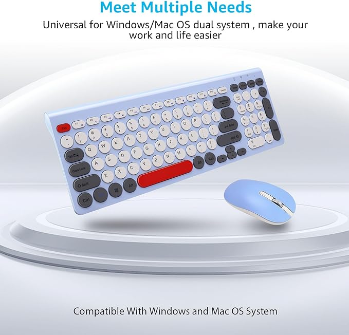 LeadsaiL Wireless Keyboard and Mouse Combo, Wireless USB Mouse and Computer Keyboard Set, Compact and Silent for Windows Laptop, Desktop, PC- Colorful