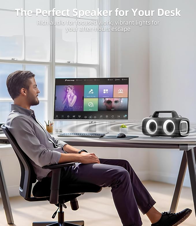 Portable Bluetooth Speaker 140W, Loud Wireless Speaker with 2 Subwoofers & Bass Boost, IP65 Waterproof Outdoor, 12000mAh Battery 24H Playtime, RGB Lights, TF/AUX/Mic Input for Home, Party, Outdoor