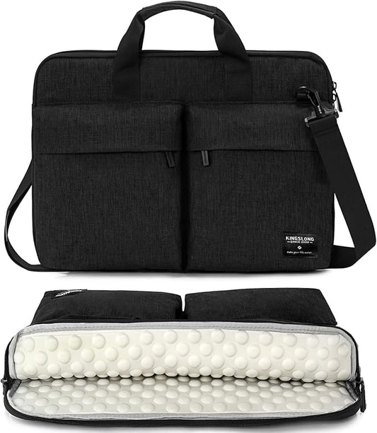 KINGSLONG 14 inch Laptop Bag with Shoulder Strap, Messenger Bag, Slim Computer Carrying Case Notebook Handbag for Men Women Fit for Acer Asus Lenovo HP Toshiba, Black