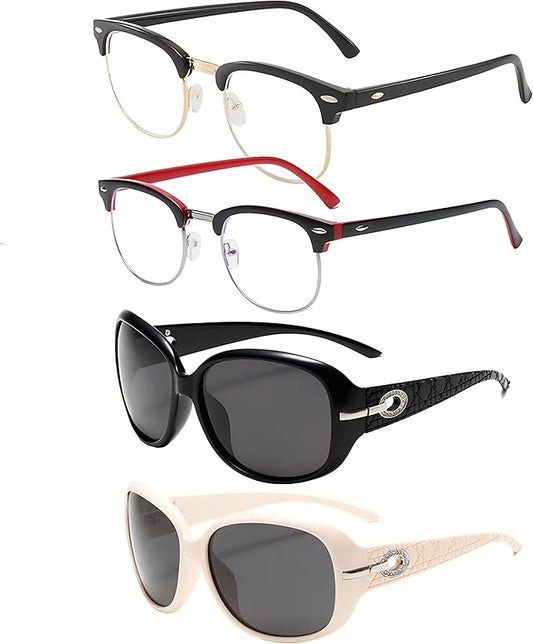 Computer Gaming Blue Light Blocking Glasses Men Women plus POLARIZED sunglasses Black White