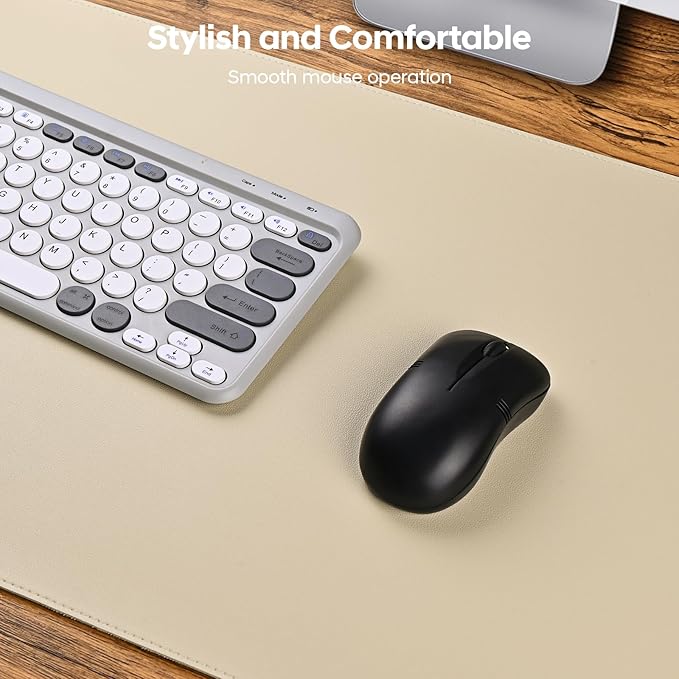 Leather Desk Pad Protector, Office Desk Mat, Large Mouse Pad, Non-Slip PU Leather Desk Blotter, Waterproof Computer Desk Writing Pad for Office and Home (Beige, 31.5" x 15.7")
