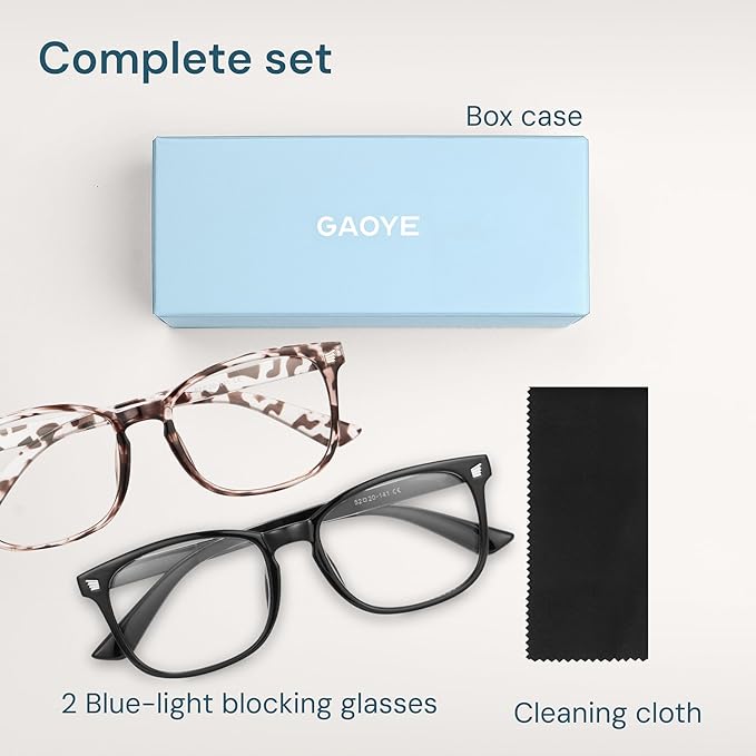 Gaoye Eyewear Frames for Men - Blue Light Blocking Square Glasses, Anti UV Ray Computer Gaming, Blue Blockers for Women