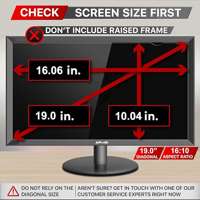 19 Inch Privacy Screen Filter for 16:10 Widescreen Monitor | Privacy Shield | Anti-Glare | Anti-Blue light | Anti-SPY | Eye Protection | Computer Security Private Filter Protector
