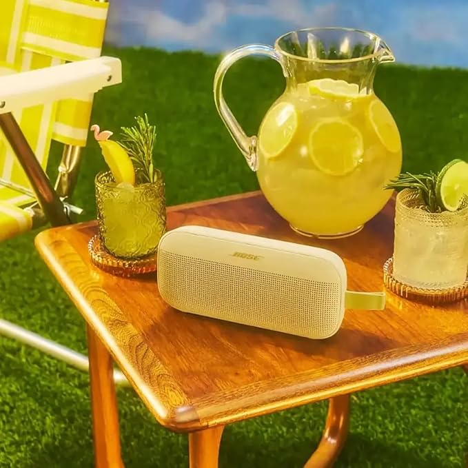 Bose NEW SoundLink Flex Portable Bluetooth Speaker (2nd Gen), Outdoor Speaker with Hi-Fi Audio, Up to 12 Hours Battery, Waterproof and Dustproof, + Slinger Hard Travel Case & USB Plug (Citrus Yellow)