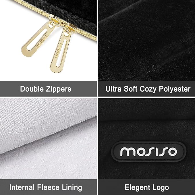 MOSISO 15-16 inch Laptop Case, 15.6 inch Laptop Sleeve Compatible with MacBook Pro 16, HP, Acer, Dell, Lenovo, ASUS Notebook Computer, Soft Cozy Lightweight Horizontal Bag with Small Case, Black