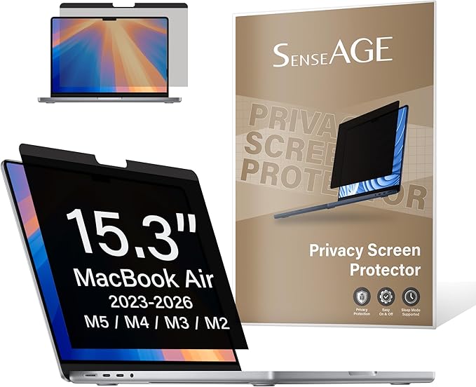 SenseAGE Magnetic Privacy Screen Filter for MacBook Air 15 inch (2023-2025, M2, M3, M4), Easy On/Off Anti-Blue Light Privacy Screen Protector, Compatible with MacBook Air 15.3 inch