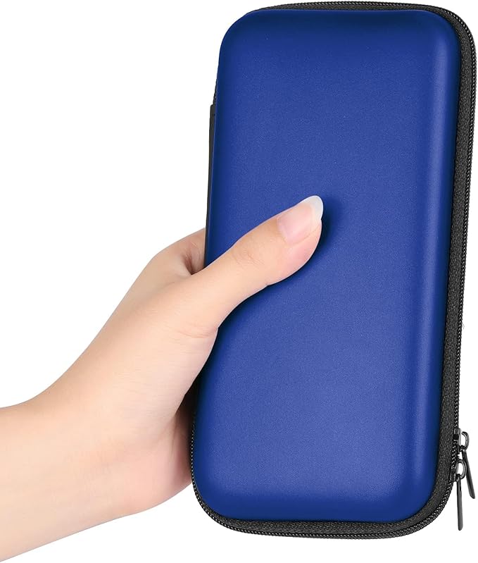 iMangoo Travel Essential Electronics Organizer Charger Case, Shockproof Dual Zipper Power Bank Cables Tech Accessories Pouch Purse, Men & Women Travel Must Have Storage Bag, 6.5x3.2x1 inch Blue