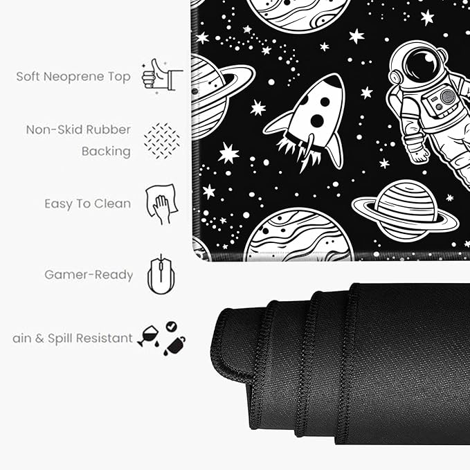 Large Mouse Pad Gaming Desk Pad Astronaut Mousepad for Wireless Mouse XXL 31.5''X15.75'' Big Desk Mats Extended Mouse Mat of Girl Desktop Computer with Coaster