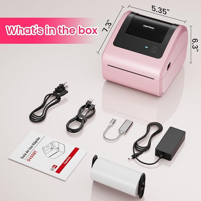 Bluetooth Thermal Label Printer 4x6 - D450BT Shipping Label Printer for Small Business, Shipping Packages, Office, Home, Compatible with USPS, Shopify, Amazon, Tiktok