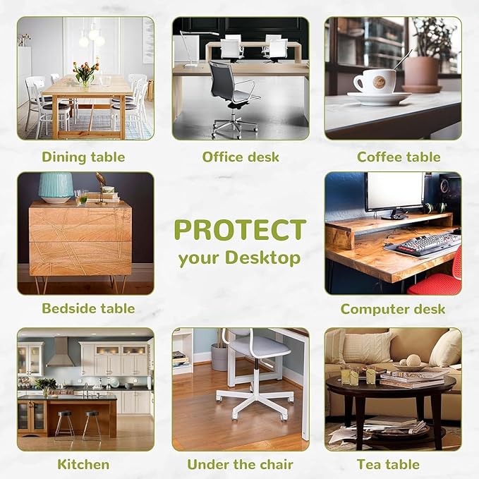 Clear Desk Mat, Clear Writing Desk Pad, Desk Protector Mat with Round Edge, Heat Resistant & Waterproof Writing Desk Table Protector for Home and Office (23.6" x 13.8")